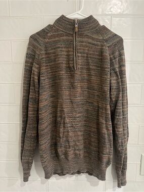 Peter Millar Men’s Quarter Zip 100% Cashmere Sweater Golf Brown Multicolor Sz M